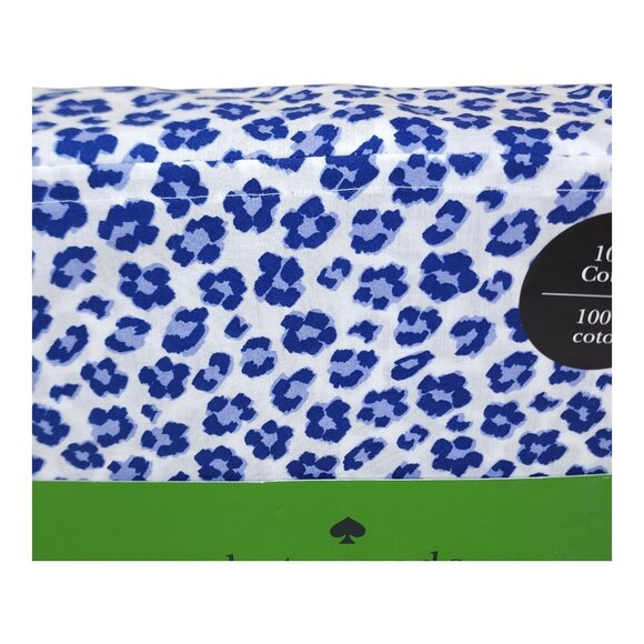 Kate Spade 3 Piece Twin XL Sheet Set Cotton Blue Leopard Print Nighttime - Picture 5 of 10